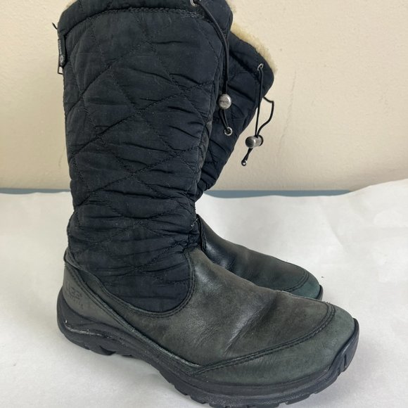 UGG Snowpeak Womens Winter Snow Boots US 7 Sherpa Lined Quilted Imsulated Black - Picture 4 of 10